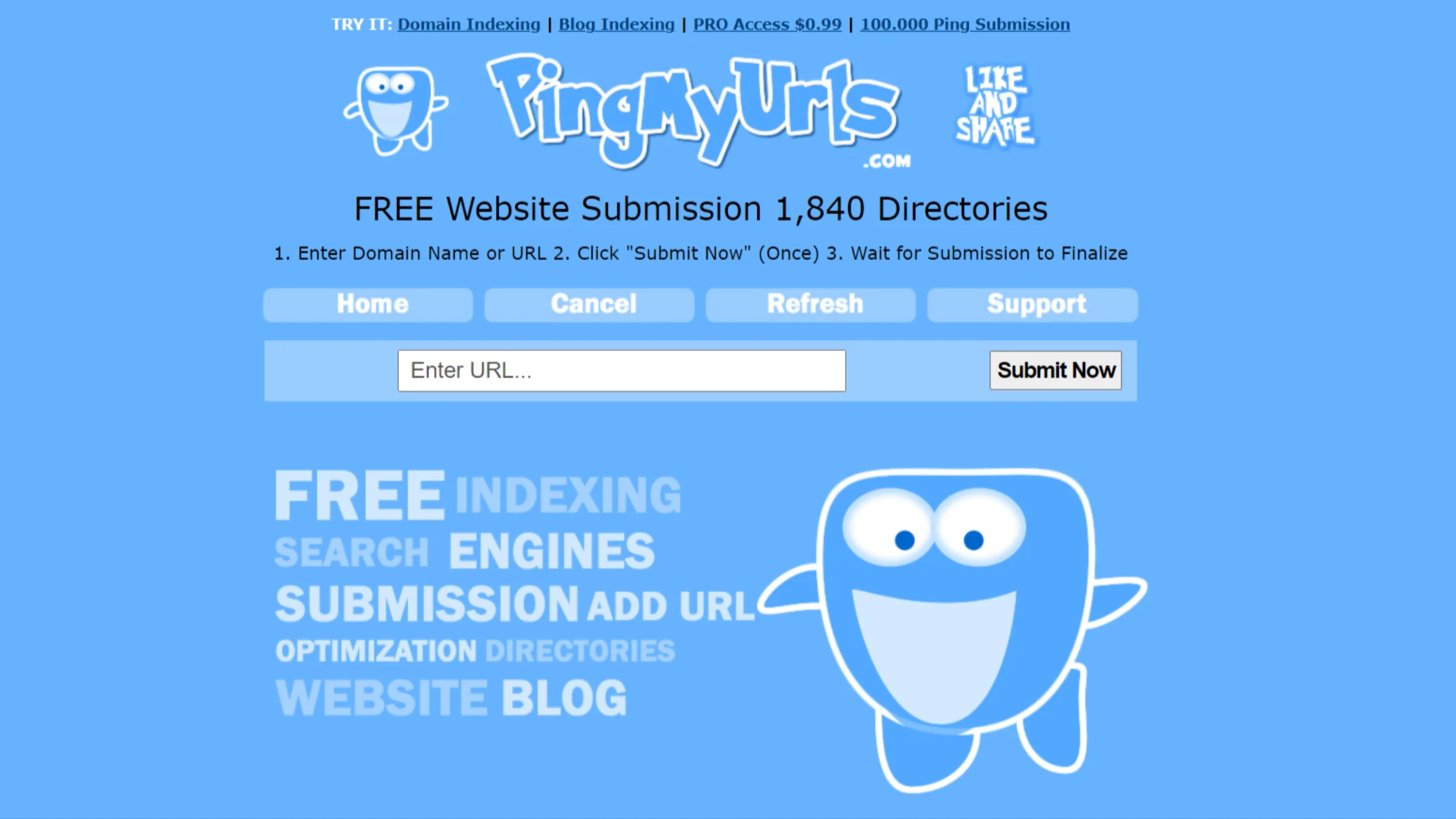 Step 1: Open the Ping My URLs website in your web browser.